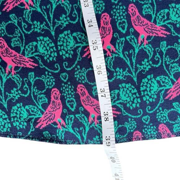 Boden Annie Jacquard A-Line Long Sleeve Teal and Pink Bird Print Dress Size 6R - Picture 14 of 16